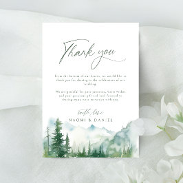 Cartão De Agradecimento Casamento Rústico Floresta Montanhosa Aquarela