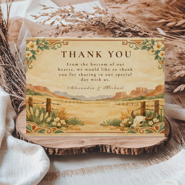 Cartão De Agradecimento Casamento Rústico no Deserto Ocidental (Criador carregado)