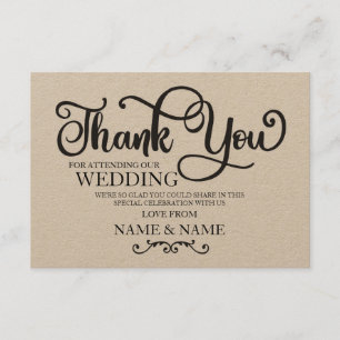 Cartão de Agradecimento Casamento Rústico Script d