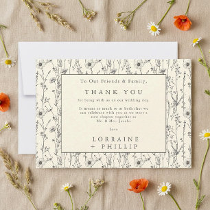 Cartão De Agradecimento Casamento sem costura de flores selvagens delicios