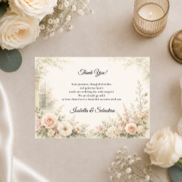 Cartão De Agradecimento Casamento Serenidade do Jardim com Toque Romântico