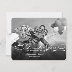 Cartão De Agradecimento Casamento simples da foto à moda e elegante do
