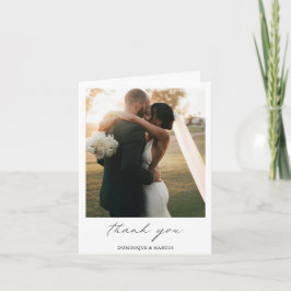 Cartão De Agradecimento Casamento Simples de Fotografia Mínima de Caligraf