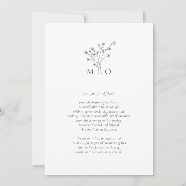 Cartão De Agradecimento Casamento simples de fotos de buquê floral (Frente)