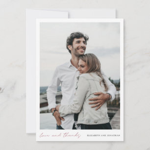 Cartão De Agradecimento Casamento Simples de Fotos e Obrigados de Script M