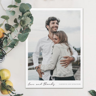 Cartão De Agradecimento Casamento Simples de Fotos e Obrigados de Script M