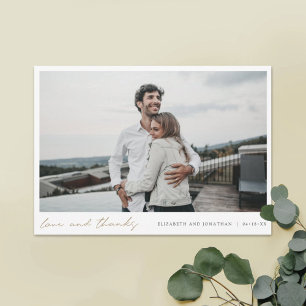 Cartão De Agradecimento Casamento Simples de Fotos e Obrigados de Script M