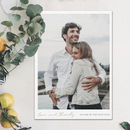 Cartão De Agradecimento Casamento Simples de Fotos e Obrigados de Script M