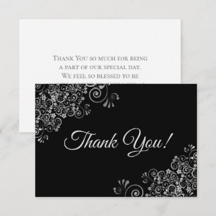 Cartão De Agradecimento Casamento Simples de Lacy Silver e Black