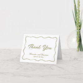 Cartão De Agradecimento Casamento Simples de Mola Verde Verde-Oliva Elegan