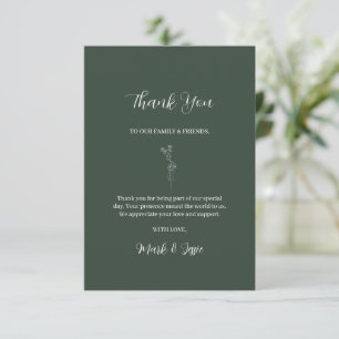 Cartão De Agradecimento Casamento Simples de ROE Dusky Verde e Branco
