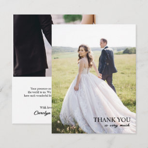 Cartão De Agradecimento Casamento Simples de Script Moderno Elegante - Obr