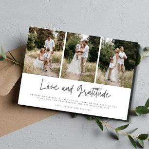 Cartão De Agradecimento Casamento Simples De Três Fotos Modernos Obrigado