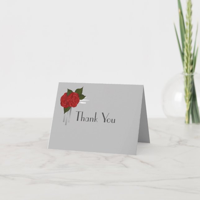 Cartão De Agradecimento Casamento Simples Deco-Rosa (Frente)