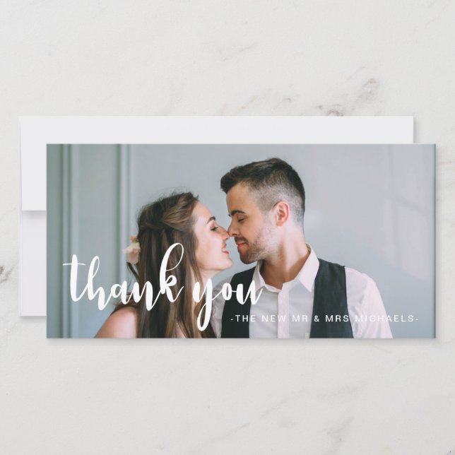 Cartão De Agradecimento Casamento simples e doce Obrigado (Frente)