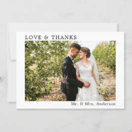 Cartão De Agradecimento Casamento Simples e Minimalista Amor e Obrigados M