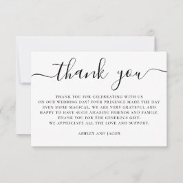 Cartão De Agradecimento Casamento Simples Elegante | Caligrafia Minimalist