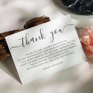 Cartão De Agradecimento Casamento Simples Elegante   Caligrafia Minimalist