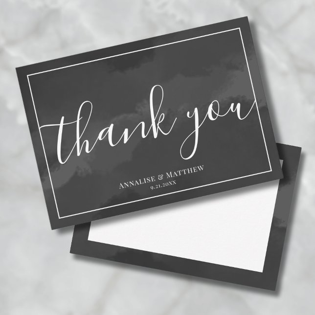 Cartão De Agradecimento Casamento Simples em Preto e Branco (Simple Black And White Wedding Thank You Card)