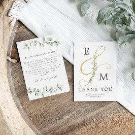 Cartão De Agradecimento Casamento Simples Eucalyptus em Ampersand Moderno