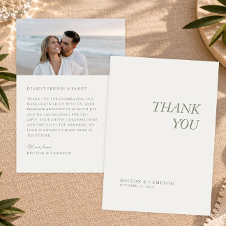 Cartão De Agradecimento Casamento Simples Minimalista Moderno e Elegante e