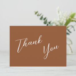 Cartão De Agradecimento Casamento Simples Minimalista Terra Cotta & White