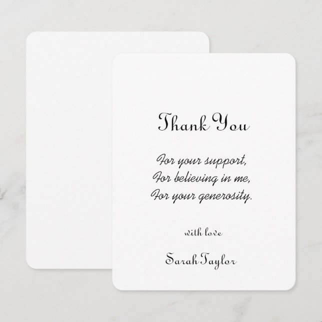 Cartão De Agradecimento Casamento Simples Moderno de Chuva de Noiva  (Frente/Verso)