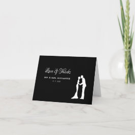 Cartão De Agradecimento Casamento Simples Obrigado A Noiva Branca Negra