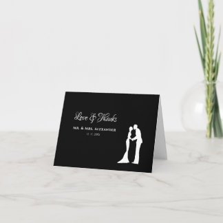 Cartão De Agradecimento Casamento Simples Obrigado A Noiva Branca Negra