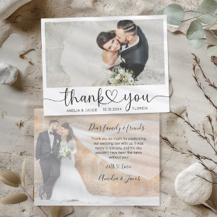 Cartão De Agradecimento Casamento Simples Obrigado Coração & Foto