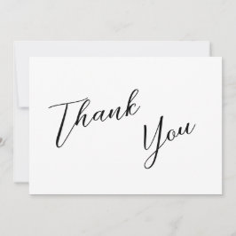 Cartão De Agradecimento Casamento Simples Preto e Branco Minimalista