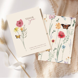 Cartão De Agradecimento Casamento Simples Rosa Amarelo Flor Silvestre Capr