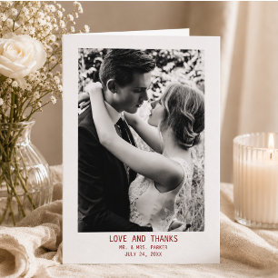 Cartão De Agradecimento Casamento Simples Texto & Foto Elegante Casamen