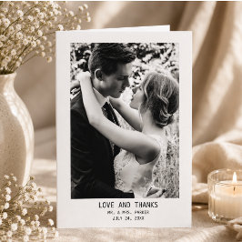 Cartão De Agradecimento Casamento Simples Texto & Foto Elegante | Casamen