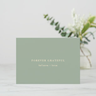 Cartão De Agradecimento Casamento Simples Verde Salvia Moderno