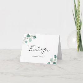 Cartão De Agradecimento Casamento Simplesmente Elegante com Verde Eucalipt