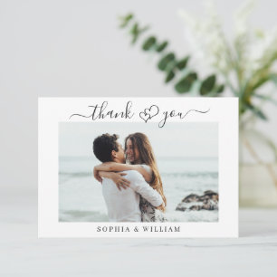 Cartão De Agradecimento Casamento Simplesmente Elegante Corações Foto Simp