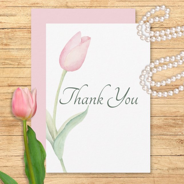 Cartão De Agradecimento Casamento Solo Tulip Rosa (Pink Tulip Solo Wedding Thank You Card)