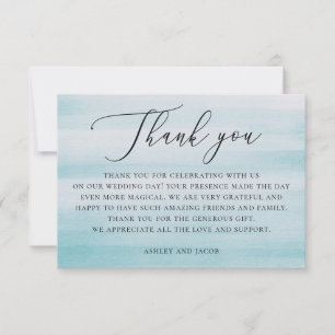 Cartão De Agradecimento Casamento suave náutico náutico azul-aquarela