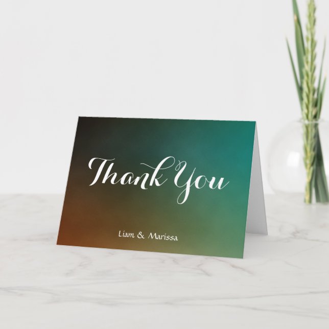 Cartão De Agradecimento Casamento Suave Obrigado Tropical (Frente)