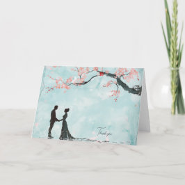 Cartão De Agradecimento Casamento Tema Azul Noiva & Noivo