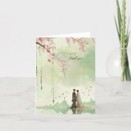 Cartão De Agradecimento Casamento Tema Verde Noiva & Noivo