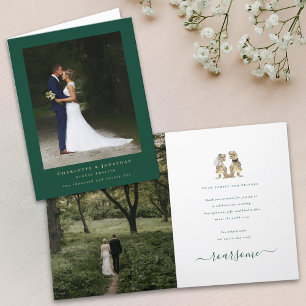 Cartão De Agradecimento Casamento Temático de Dinossauros Foto Obrigado