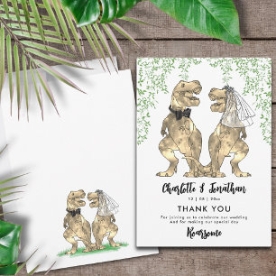Cartão De Agradecimento Casamento Temático de Dinossauros Obrigado