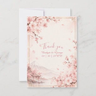 Cartão De Agradecimento Casamento Tradicional Sakura Monte fuji Elegância