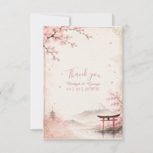 Cartão De Agradecimento Casamento Tradicional Sakura Monte fuji Elegância