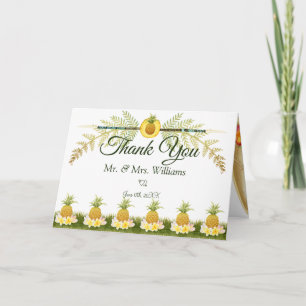 Cartão De Agradecimento Casamento Tropical de Verão Elegante Obrigado