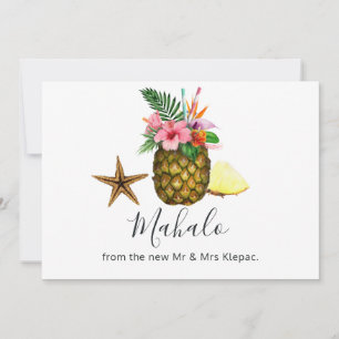 Cartão De Agradecimento Casamento Tropical de Verão Havaiano