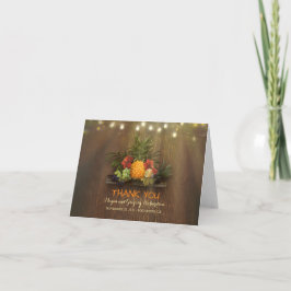 Cartão De Agradecimento Casamento Tropical Floral de Praia de Abacaxi Obri