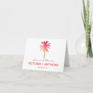 Cartão De Agradecimento Casamento Tropical Palm Tree Beach